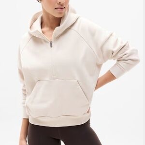 Athleta Forever Fleece 1/2 Zip Hoodie in Bone Regular Small